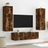 Meuble TV mural avec lumières LED chêne fumé 80x35x41 cm 615801615801