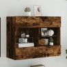 Meuble TV mural avec lumières LED chêne fumé 78,5x30x60,5 cm 615802615802