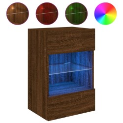 Meuble TV mural avec lumières LED chêne marron 40x30x60,5 cm 615814615814