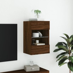 Meuble TV mural avec lumières LED chêne marron 40x30x60,5 cm 615814615814