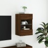 Meuble TV mural avec lumières LED chêne marron 40x30x60,5 cm 615814615814