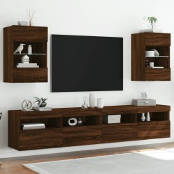 Meuble TV mural avec lumières LED chêne marron 40x30x60,5 cm 615814615814