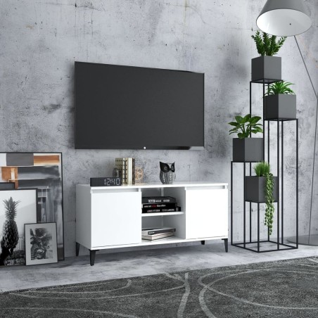 Meuble TV avec pieds en métal Blanc 103,5x35x50 cm 615817615817