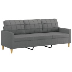 Canapé 3 places avec oreillers gris foncé 180 cm tissu 615824615824
