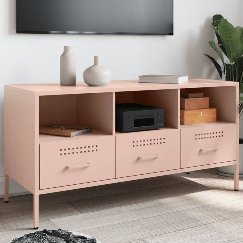 Meuble TV rose 100,5x39x50,5 cm acier 615829615829