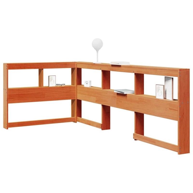 Tête de lit de bibliothèque en forme de L bois massif de pin 615836615836