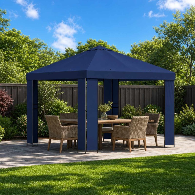 Pavillon 3 x 3 m Bleu Polyester et Acier 190 gsm 615840615840
