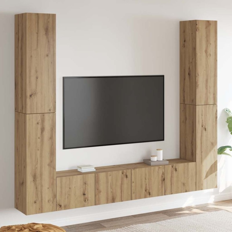 Meubles TV muraux 6 pcs chêne artisanal bois d'ingénierie 615842615842