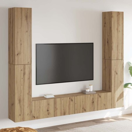 Meubles TV muraux 6 pcs chêne artisanal bois d'ingénierie 615842615842