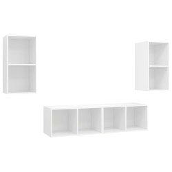 Meubles TV muraux 4 pcs Blanc Bois d'ingénierie 615852615852