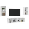 Meubles TV muraux 4 pcs Blanc Bois d'ingénierie 615852615852