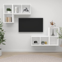 Meubles TV muraux 4 pcs Blanc Bois d'ingénierie 615854615854