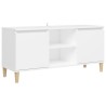 Meuble TV avec pieds en bois massif Blanc 103,5x35x50 cm 615855615855