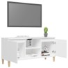 Meuble TV avec pieds en bois massif Blanc 103,5x35x50 cm 615855615855