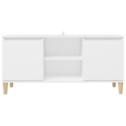 Meuble TV avec pieds en bois massif Blanc 103,5x35x50 cm 615855615855