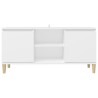 Meuble TV avec pieds en bois massif Blanc 103,5x35x50 cm 615855615855