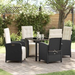 Ensemble de salle à manger pour jardin 5 pcs Noir polyrotin 615857615857
