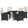 Ensemble de salle à manger pour jardin 5 pcs Noir polyrotin 615857615857