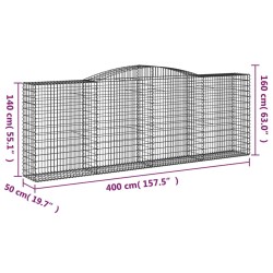 Paniers à gabions arqués 3 pcs 400x50x140/160 cm Fer galvanisé 615862615862
