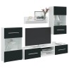 Meubles TV 5 pcs avec lumière LED indigo mat bois d'ingénierie 615866615866