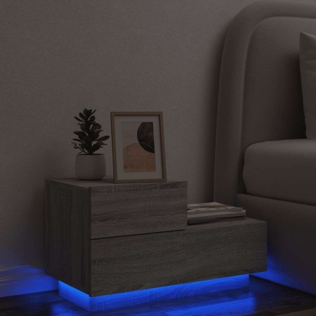 Table de chevet avec lumières LED sonoma gris 70x36x40,5 cm 615873615873