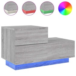 Table de chevet avec lumières LED sonoma gris 70x36x40,5 cm 615873615873