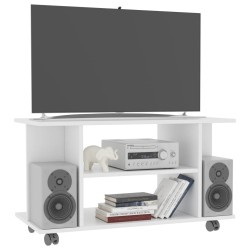 Meuble TV avec roulettes blanc 80x40x45 cm bois d'ingénierie 615879615879