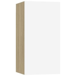 Meuble TV Blanc et chêne sonoma 30,5x30x60 cm Bois d’ingénierie 615888615888