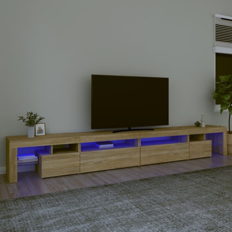 Meuble TV avec lumières LED Chêne sonoma 290x36,5x40 cm 615893615893