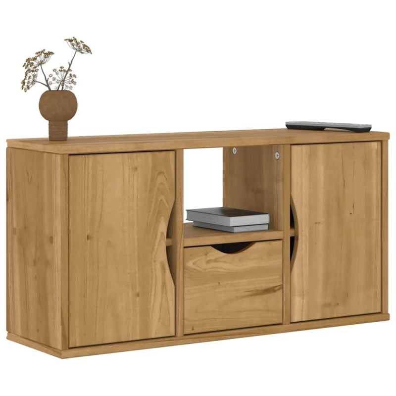 Meuble TV avec tiroir ODDA 79x24x40 cm bois massif pin 615896615896