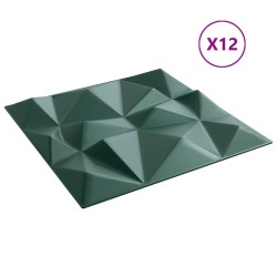 Panneaux muraux 12 pcs Vert Diamant 50 x 50 cm Mousse XPS 615897615897