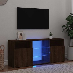 Meuble TV avec lumières LED Chêne marron 120x30x50 cm 615905615905