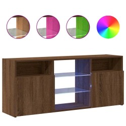 Meuble TV avec lumières LED Chêne marron 120x30x50 cm 615905615905