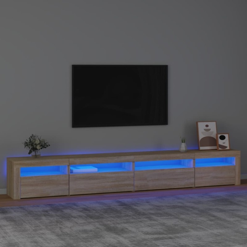 Meuble TV avec lumières LED Chêne sonoma 270x35x40 cm 615933615933