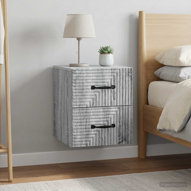 Cabinet de chevet mural 2 pcs Sonoma gris 34,5 x 33 x 40 cm 615945615945