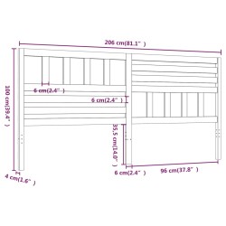 Tête de lit Marron miel 206x4x100 cm Bois massif de pin 615950615950