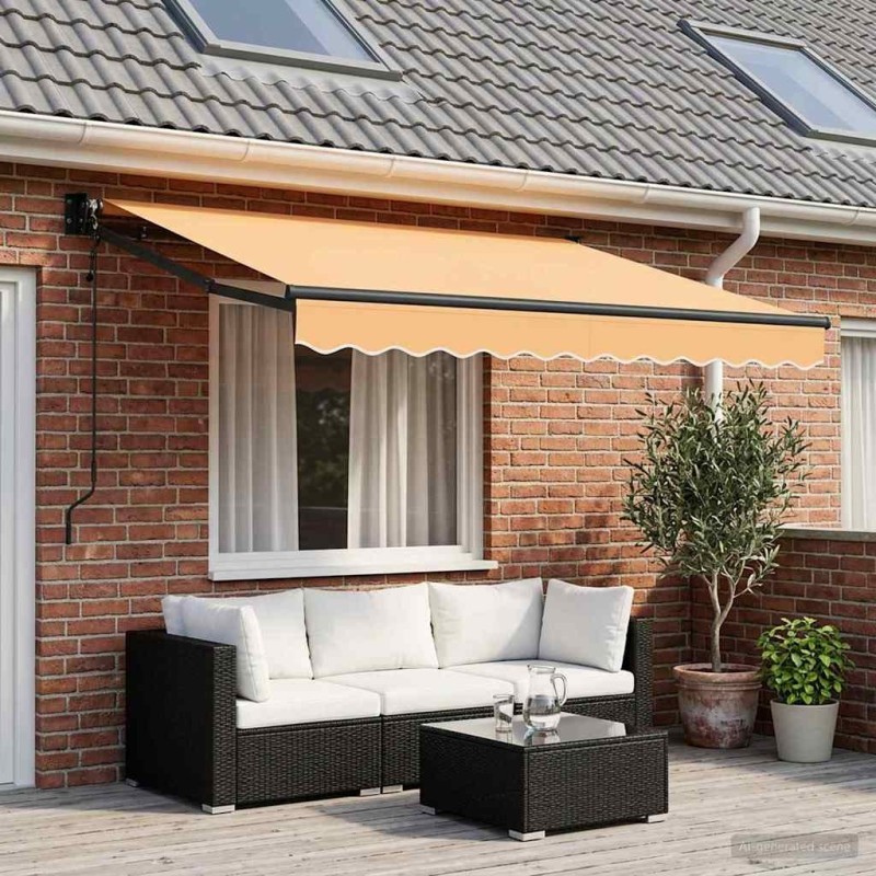 Auvent rétractable Sable 3,5 x 2 m Polyester et métal 615951615951