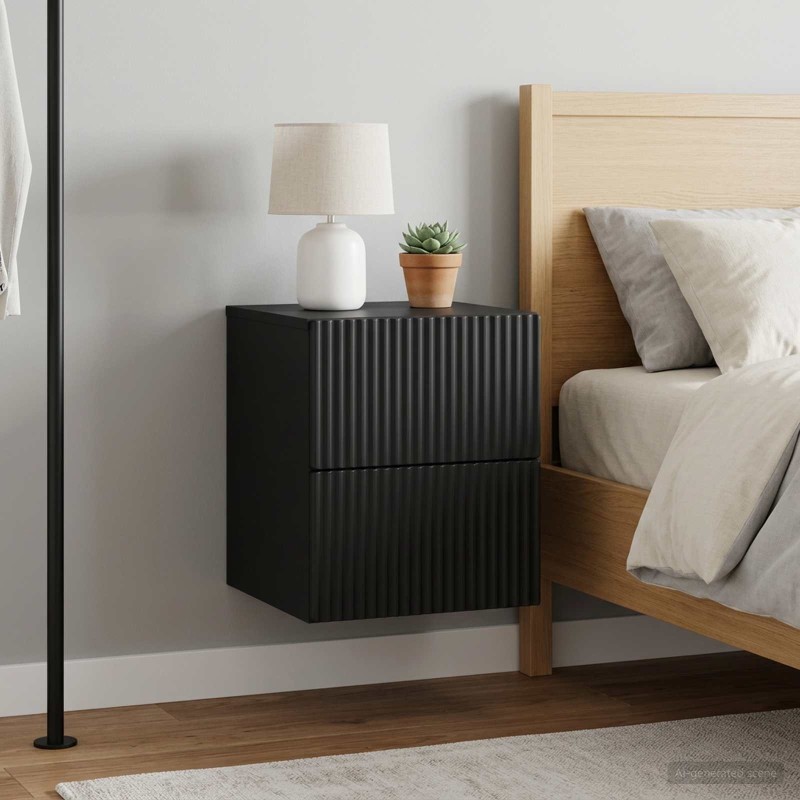 Cabinet de chevet mural 2 pcs Noir 33 x 34,5 x 40 cm 615972615972