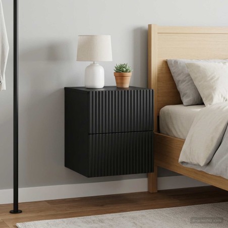 Cabinet de chevet mural 2 pcs Noir 33 x 34,5 x 40 cm 615972615972
