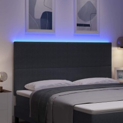 Tête de lit LED Gris foncé 180 cm Tissu en velours côtelé 615975615975