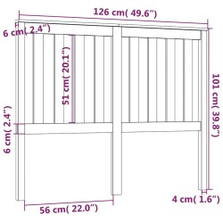 Tête de lit Noir 126x6x101 cm Bois massif de pin 615985615985