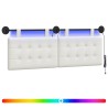 Tête de lit suspendue Avec lumière LED Blanc Simili cuir 615989615989