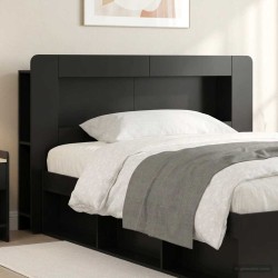 Cabinet de Tête de Lit avec stockage Noir Bois d’ingénierie 615992615992