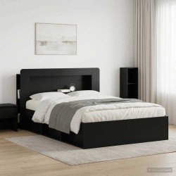 Cabinet de Tête de Lit avec stockage Noir Bois d’ingénierie 615992615992