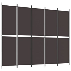 Cloison de séparation 5 panneaux Marron 250x200 cm Tissu 615998615998