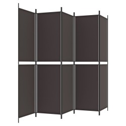 Cloison de séparation 5 panneaux Marron 250x200 cm Tissu 615998615998