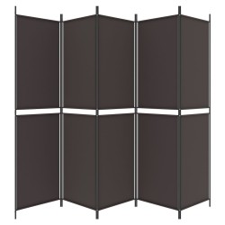 Cloison de séparation 5 panneaux Marron 250x200 cm Tissu 615998615998