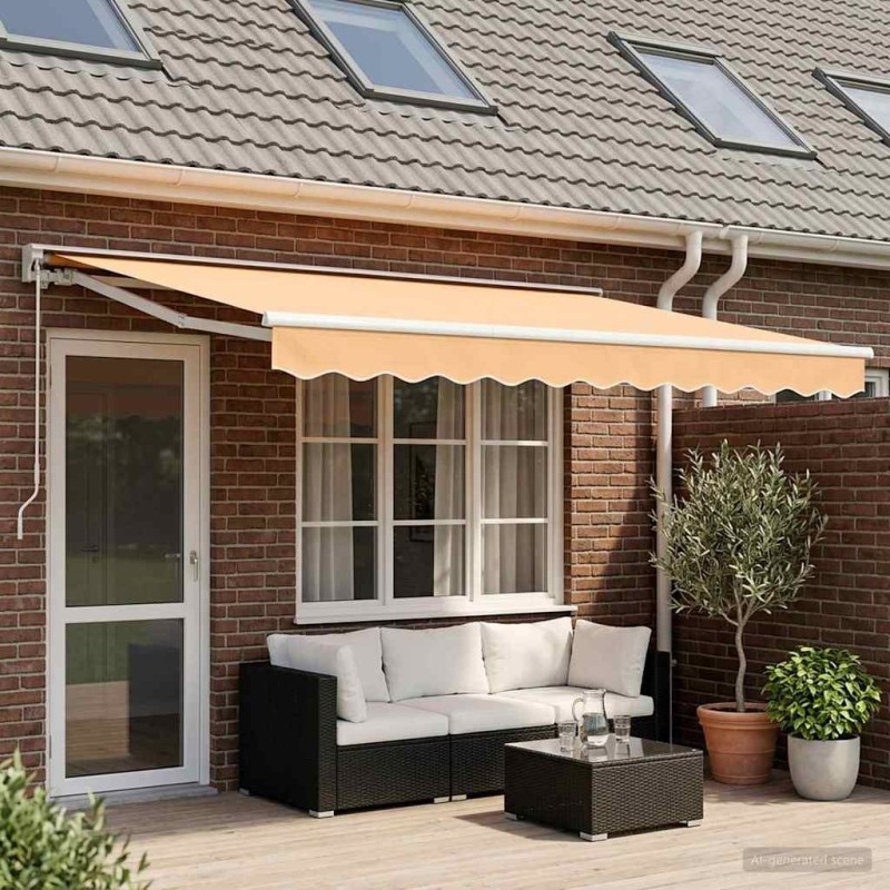 Auvent rétractable manuel Sable 5 × 3,5 m 616006616006