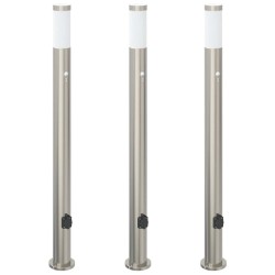 Bornes lumineuses avec détecteur et prise lot de 3 110 cm acier inoxydable IP44 616014616014
