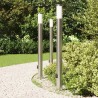 Bornes lumineuses avec détecteur et prise lot de 3 110 cm acier inoxydable IP44 616014616014